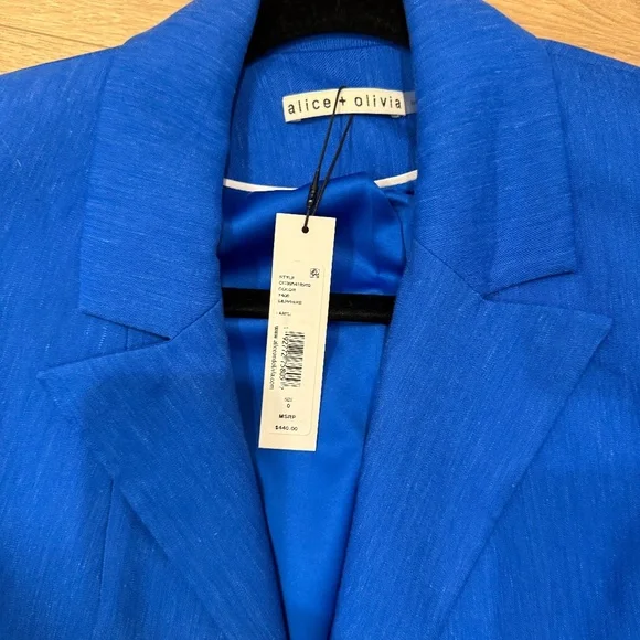 ALICE AND OLIVIA BLUE CROPPED BLAZER - Picture 4 of 6